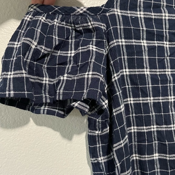 LOFT- Blue and White Pattern Mini Dress Off the Shoulder Size L - Picture 2 of 4